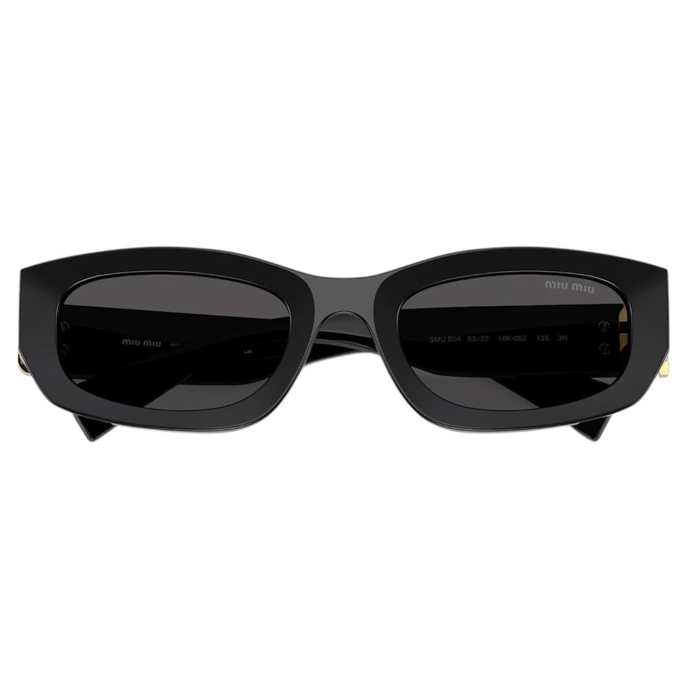 New MIU MIU Sunglasses Black Gold Square Rectangular Miu Miu Women - Picture 5 of 6